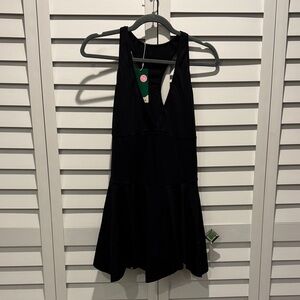 HALARA Elegant Black Sleeveless Dress with underneath shorts.